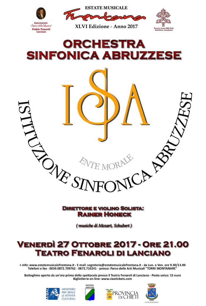 ORCHESTRA SINFONICA ABRUZZESE e Rainer Honeck