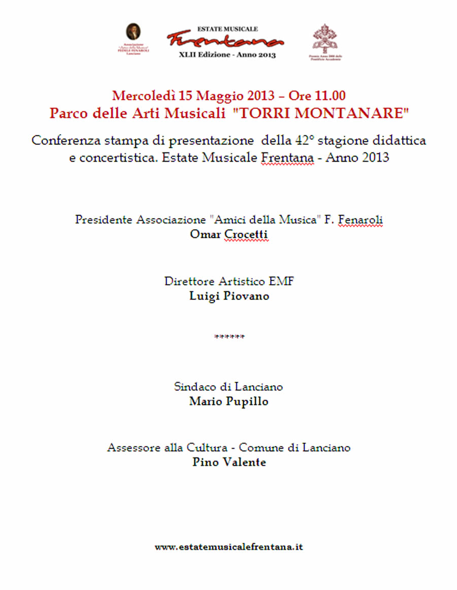 Conferenza Stampa di Presentazione della Stagione Didattica e Concertistica 2013 - EMF LANCIANO