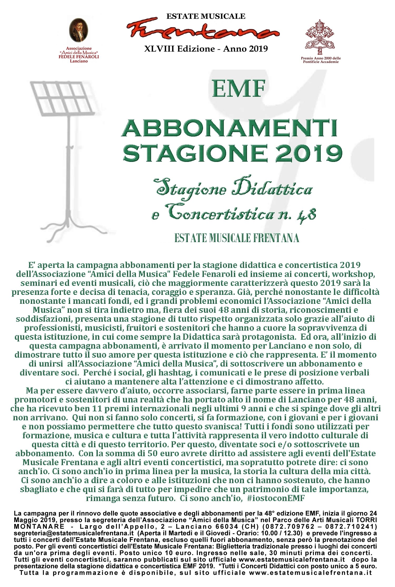 CAMPAGNA ABBONAMENTI - EMF 2019