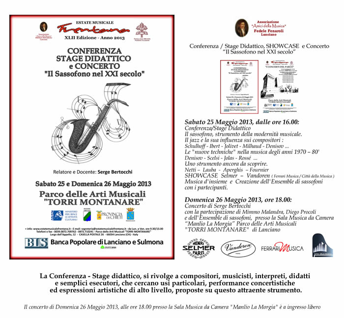Conferenza - Stage Didattico e Concerto “Il Sassofono nel XXI secolo”
