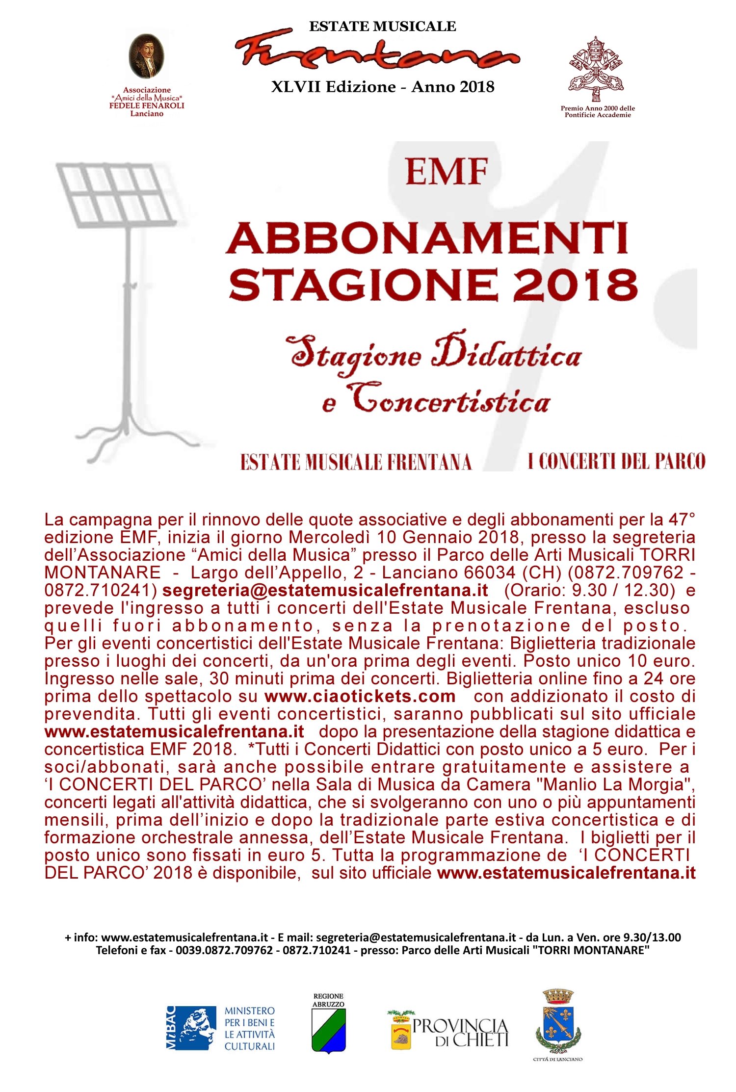 CAMPAGNA ABBONAMENTI - EMF 2018