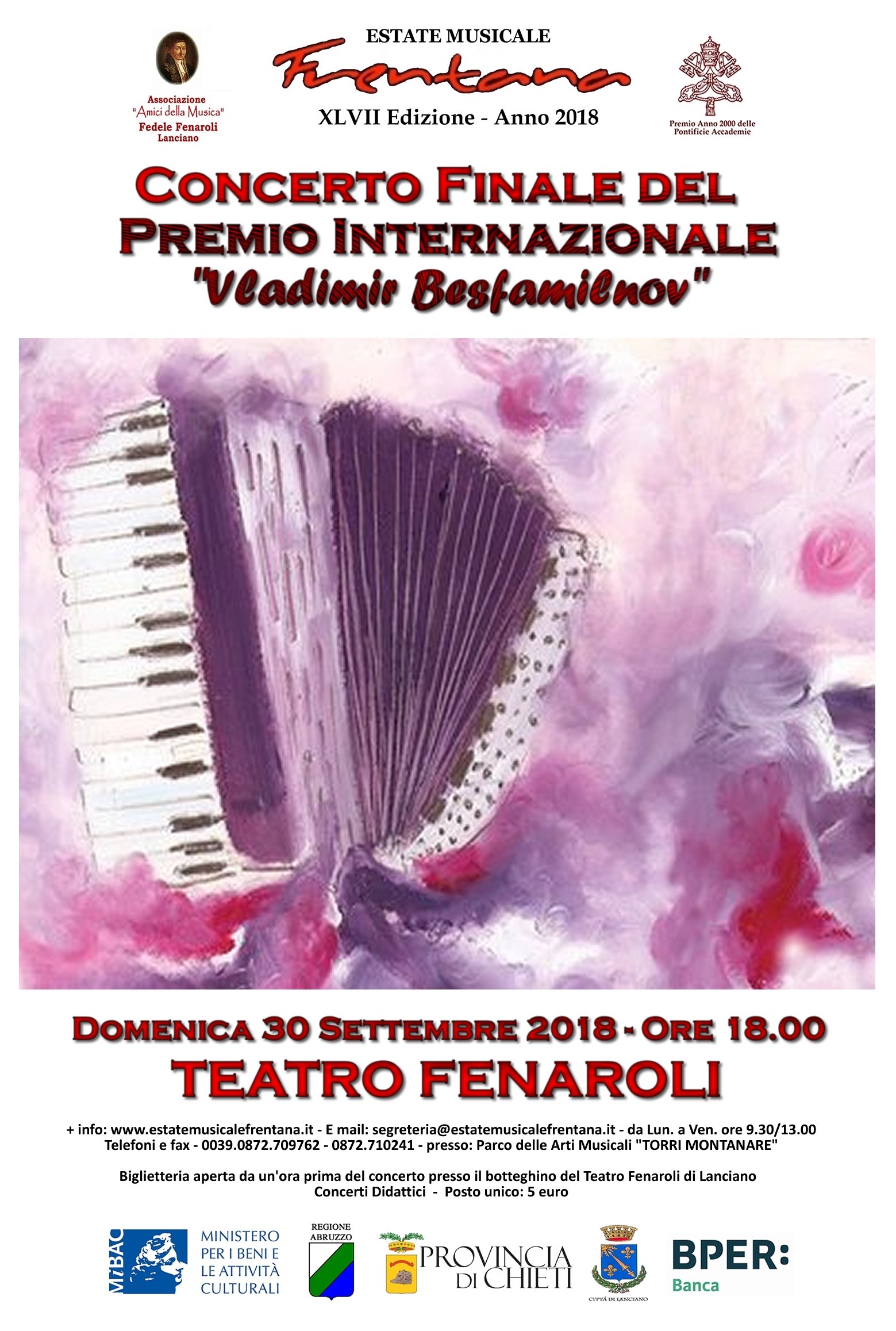 PREMIO INTERNAZIONALE “VLADIMIR  BESFAMILNOV” PER FISARMONICISTI/CONCERTISTI
