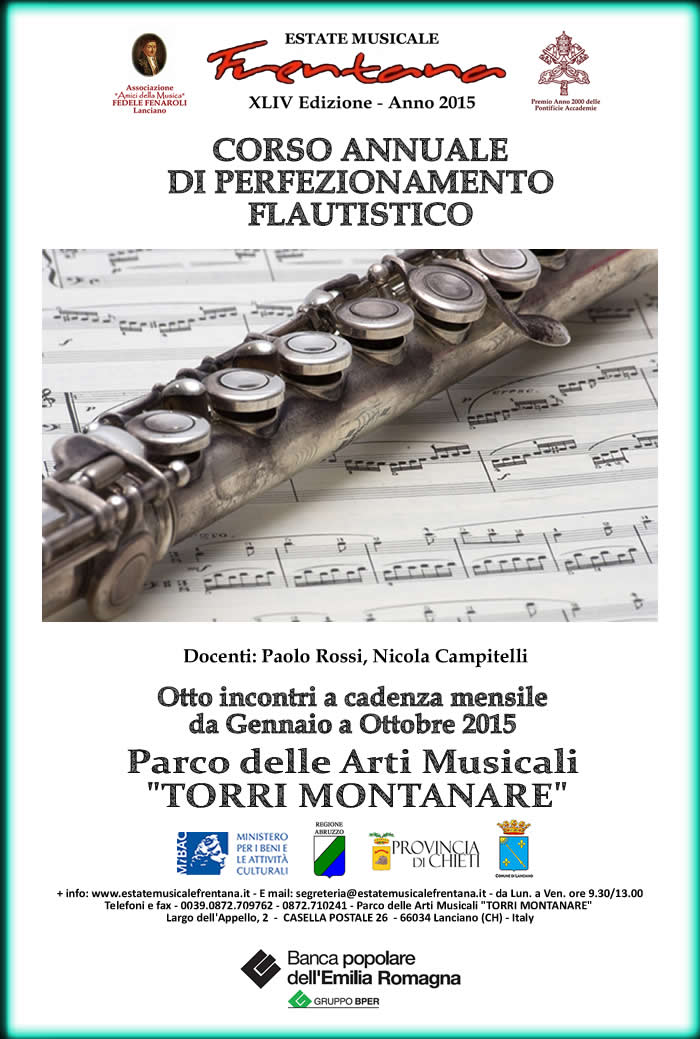 CORSO ANNUALE DI PERFEZIONAMENTO FLAUTISTICO - ANNO 2015