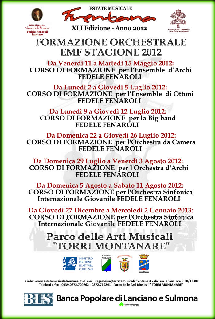 FORMAZIONE ORCHESTRALE EMF 2012