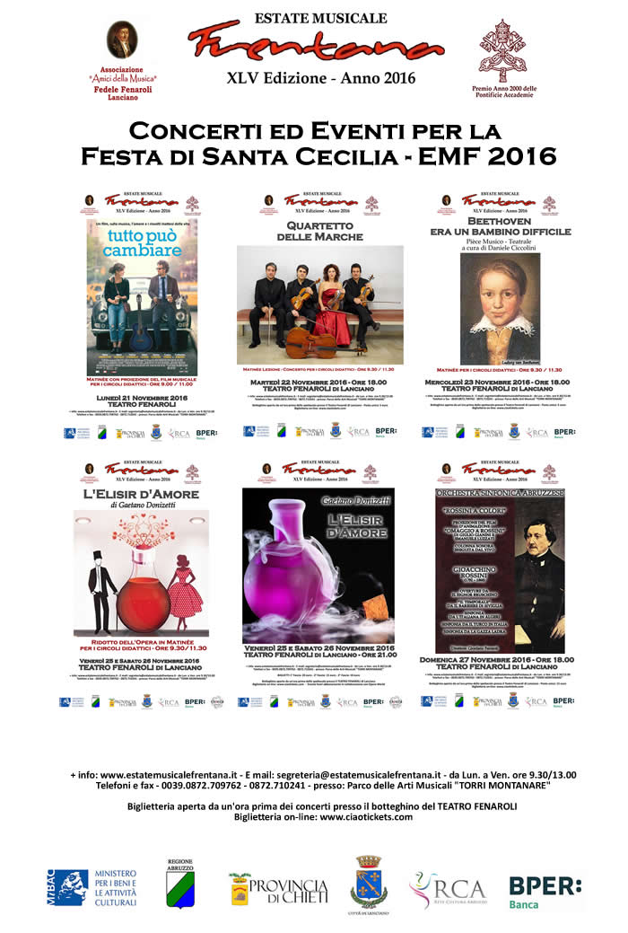 CONCERTI ED EVENTI PER LA FESTA DI SANTA CECILIA - EMF 2016