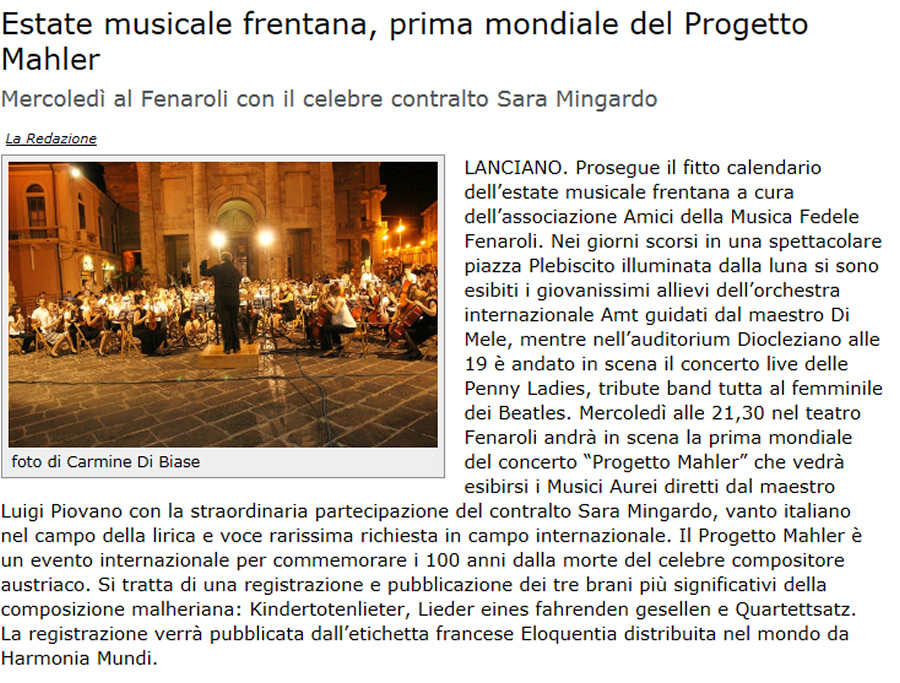 PRESS PROGETTO MAHLER