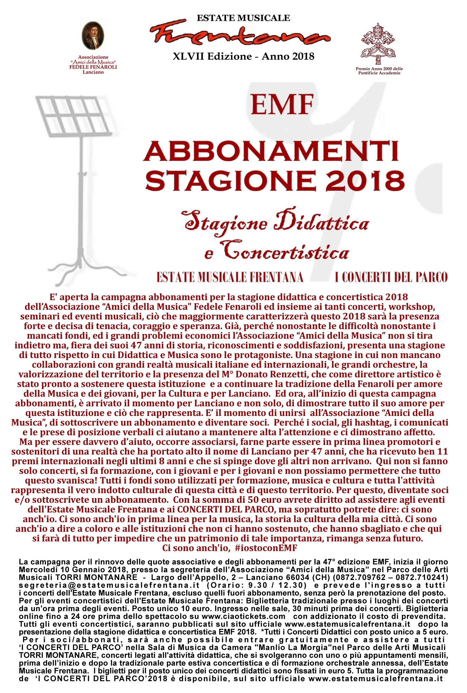 CAMPAGNA ABBONAMENTI - EMF 2018