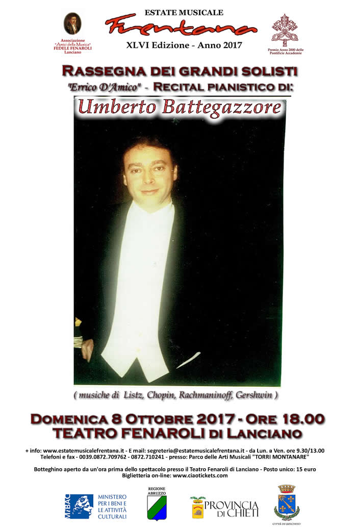 Recital di Umberto Battegazzore  - Rassegna dei grandi pianisti 