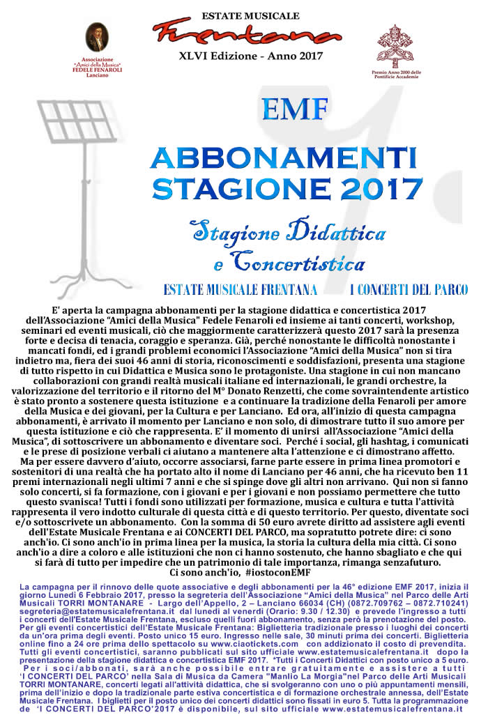 CAMPAGNA ABBONAMENTI EMF 2017