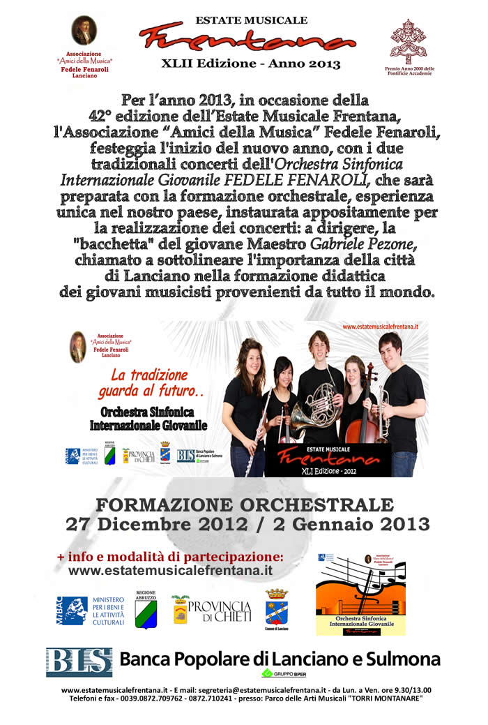 Formazione Orchestrale per i Concerti di Capodanno