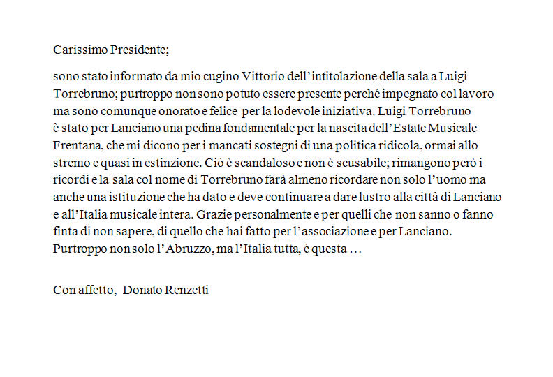 Lettera di Donato Renzetti