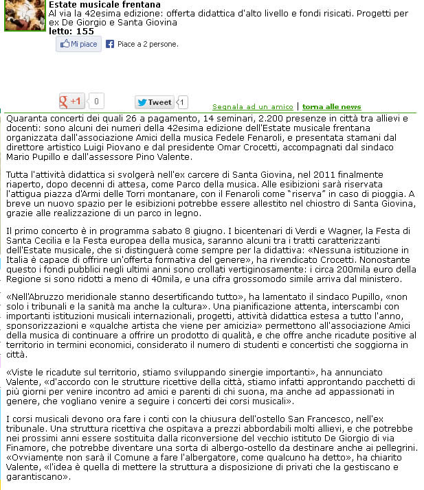 Press da Lanciano.it  16 - 05 - 2013