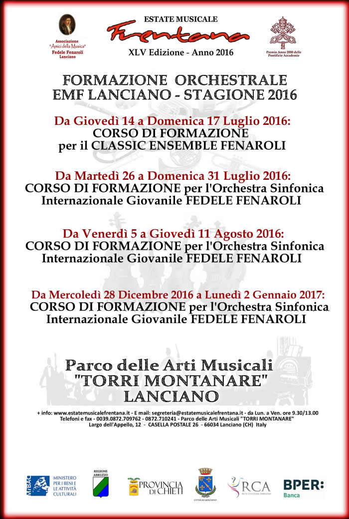 FORMAZIONE ORCHESTRALE - EMF 2016
