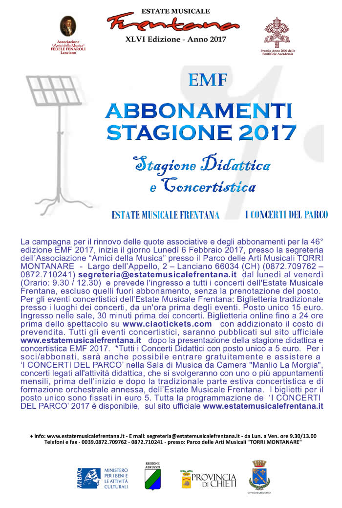 CAMPAGNA ABBONAMENTI EMF 2017