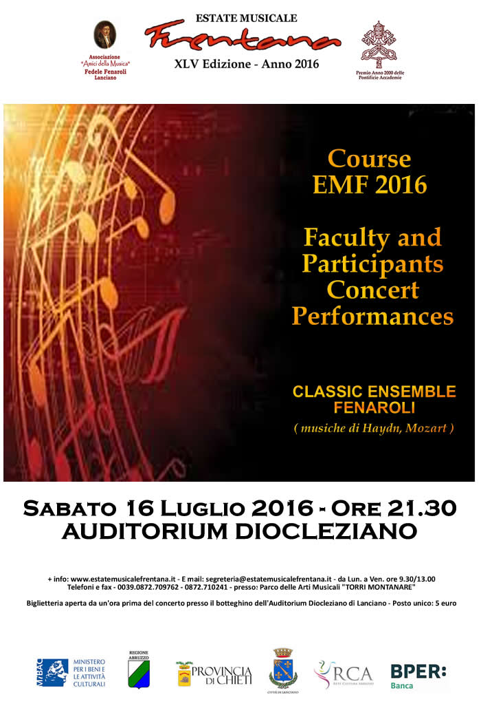 Course EMF 2016 - Faculty and Participants Concert Performances 