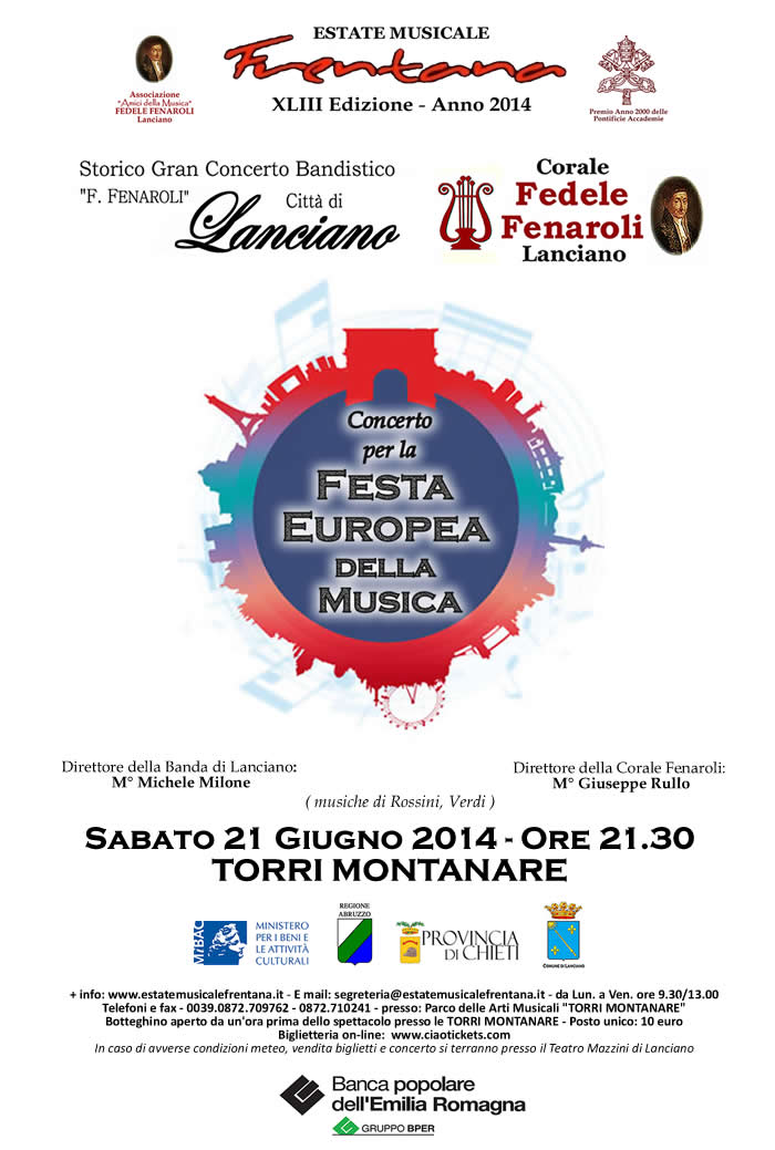 "Concerto per la Festa Europea della Musica" - Corale Fenaroli e Grande Banda Città di Lanciano