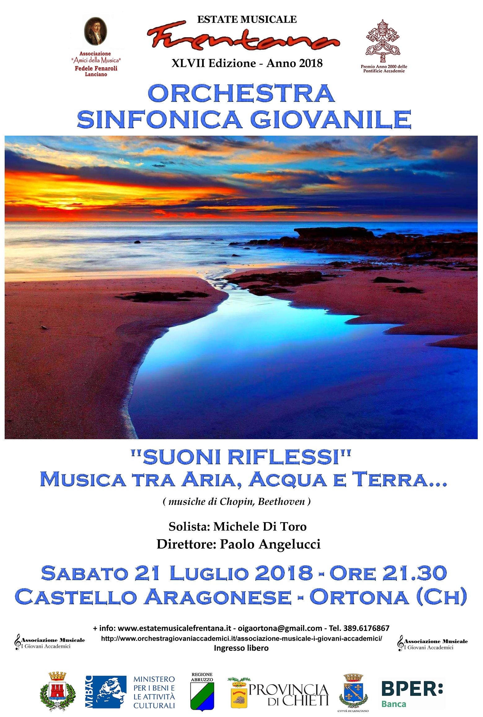 Orchestra Sinfonica Internazionale Giovanile  – “SUONI E RIFLESSI” Musica tra Aria, Acqua e Terra …