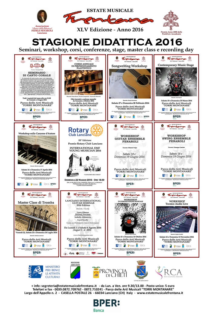 Seminari, conferenze, workshop, corsi, master class, stage e recording day - EMF 2016