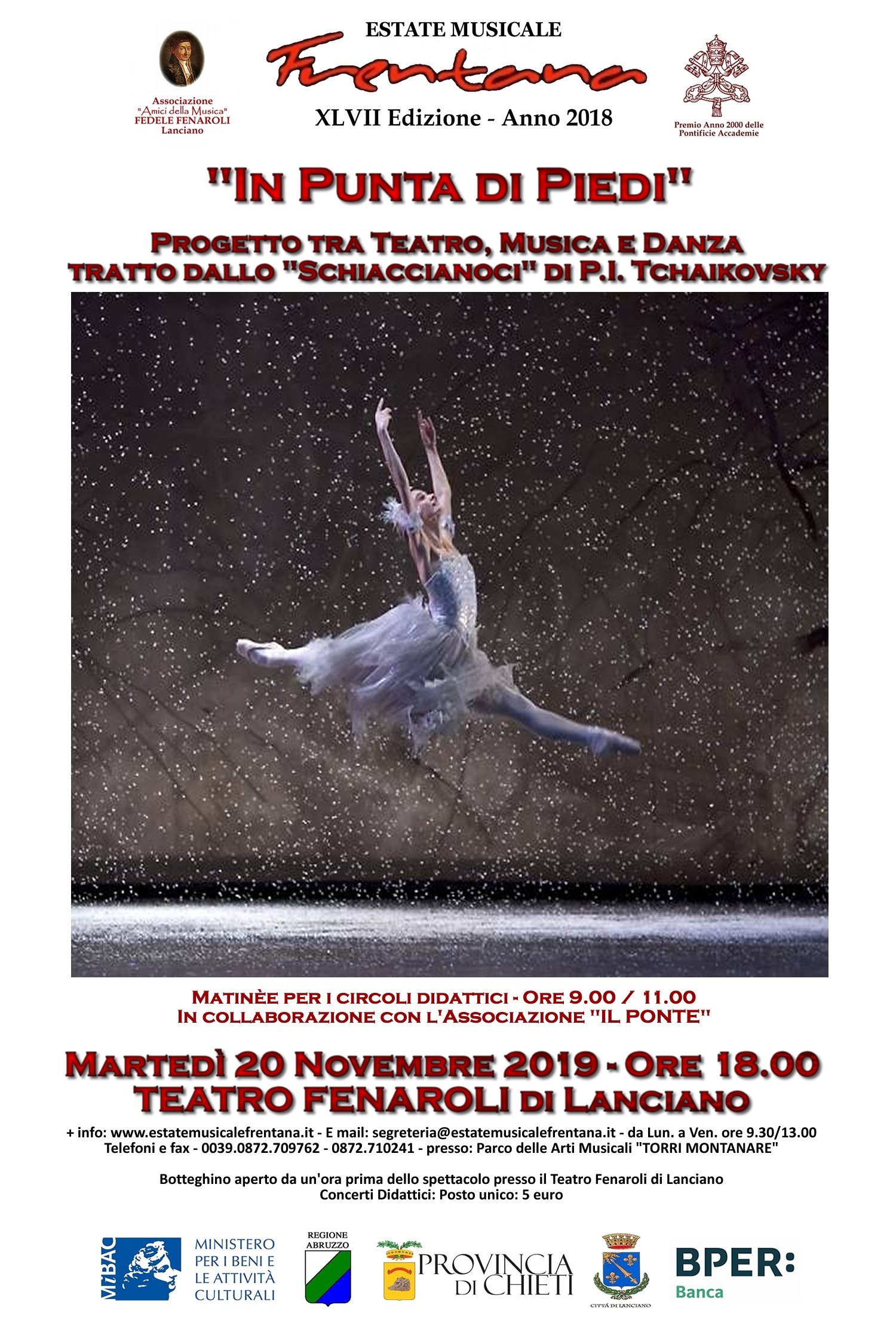 In punta di piedi” progetto tra teatro, musica e danza, tratto da “Lo Schiaccianoci” di P.I. Tchaikovsky