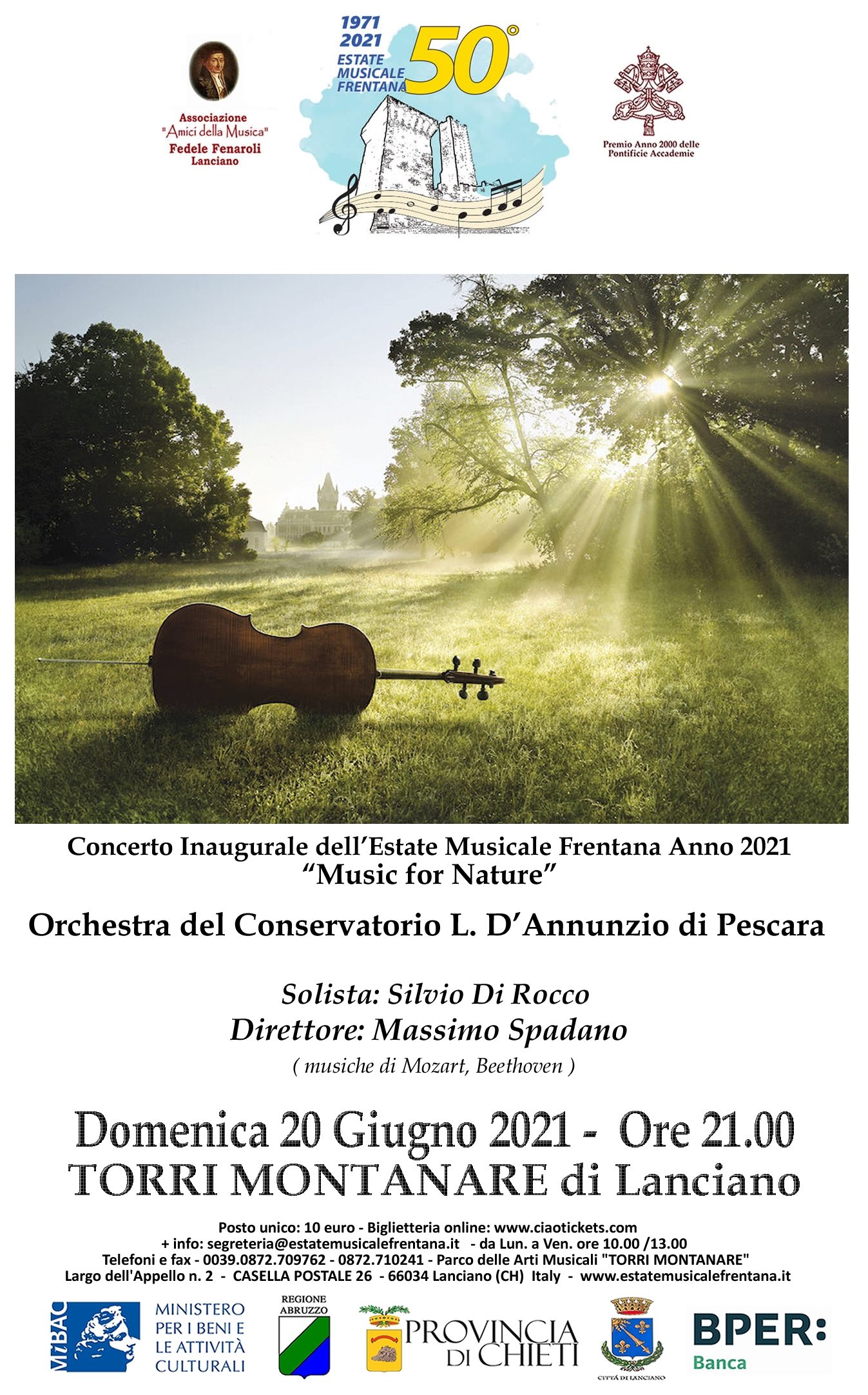 Concerto inaugurale dell’Estate Musicale Frentana anno 2021 “Music for Nature”