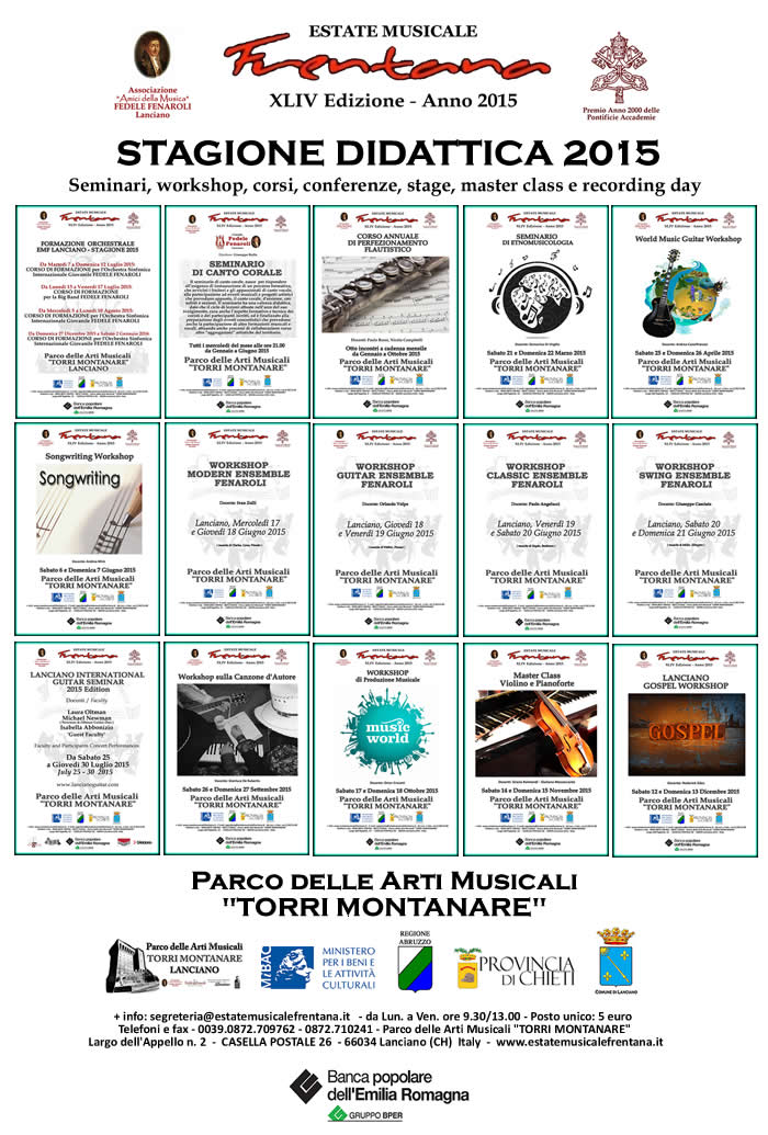 Presentazione dei Seminari, Workshop, Master Class, Stage, Recoding Day, Corsi e Seminari - EMF 2015